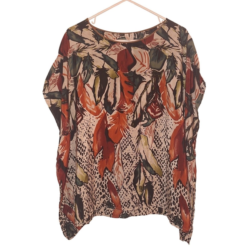 Madison‎ Women's Size XL Tropical Vacation Summer Travel Flowy Tunic Blouse Top